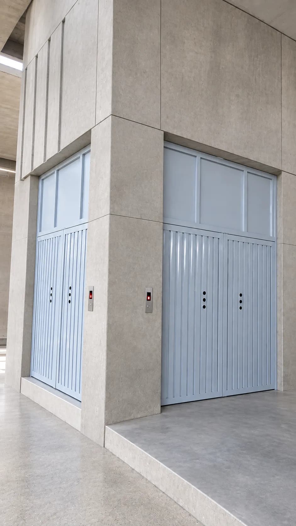 Completed twin cargo lift entrances