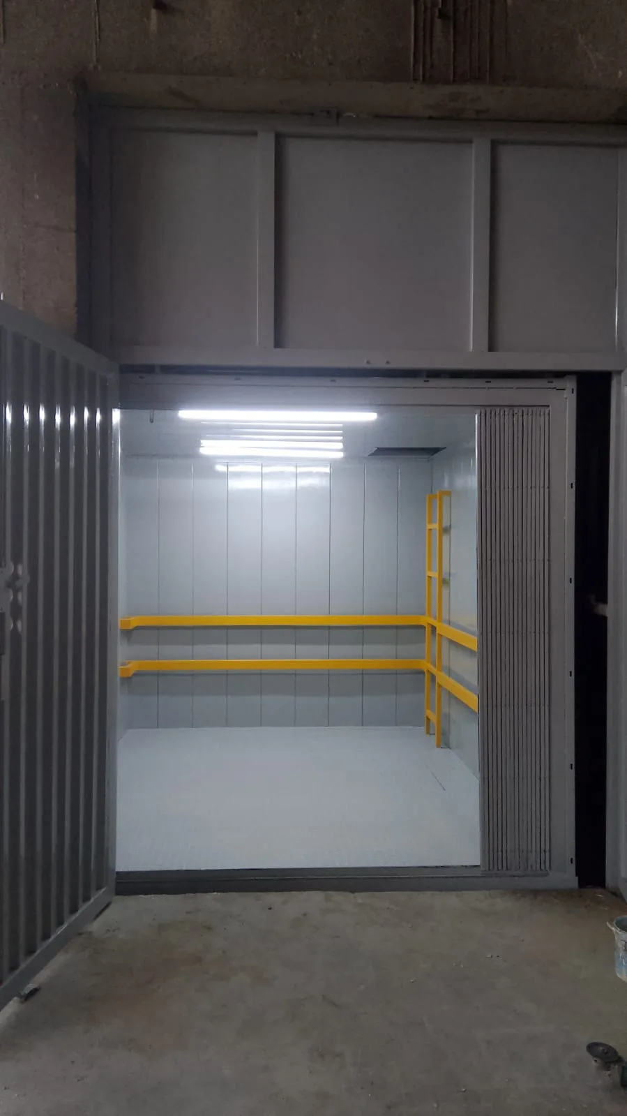 Finished industrial cargo lift installation