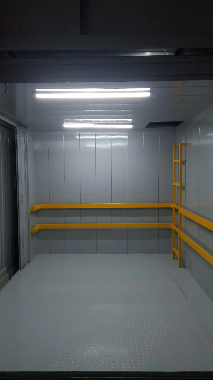 Cargo lift cabin interior detail