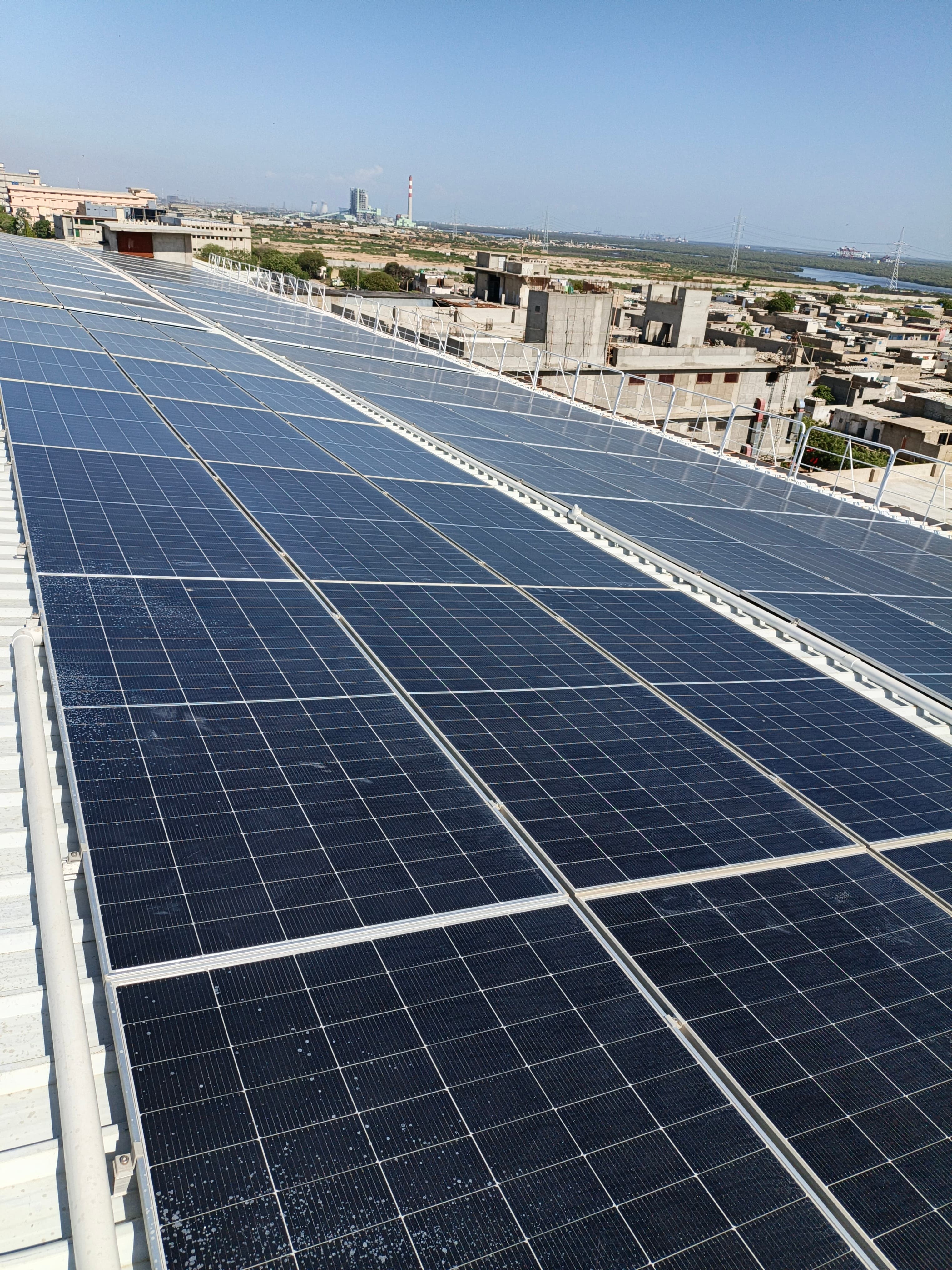 Industrial solar farm rows